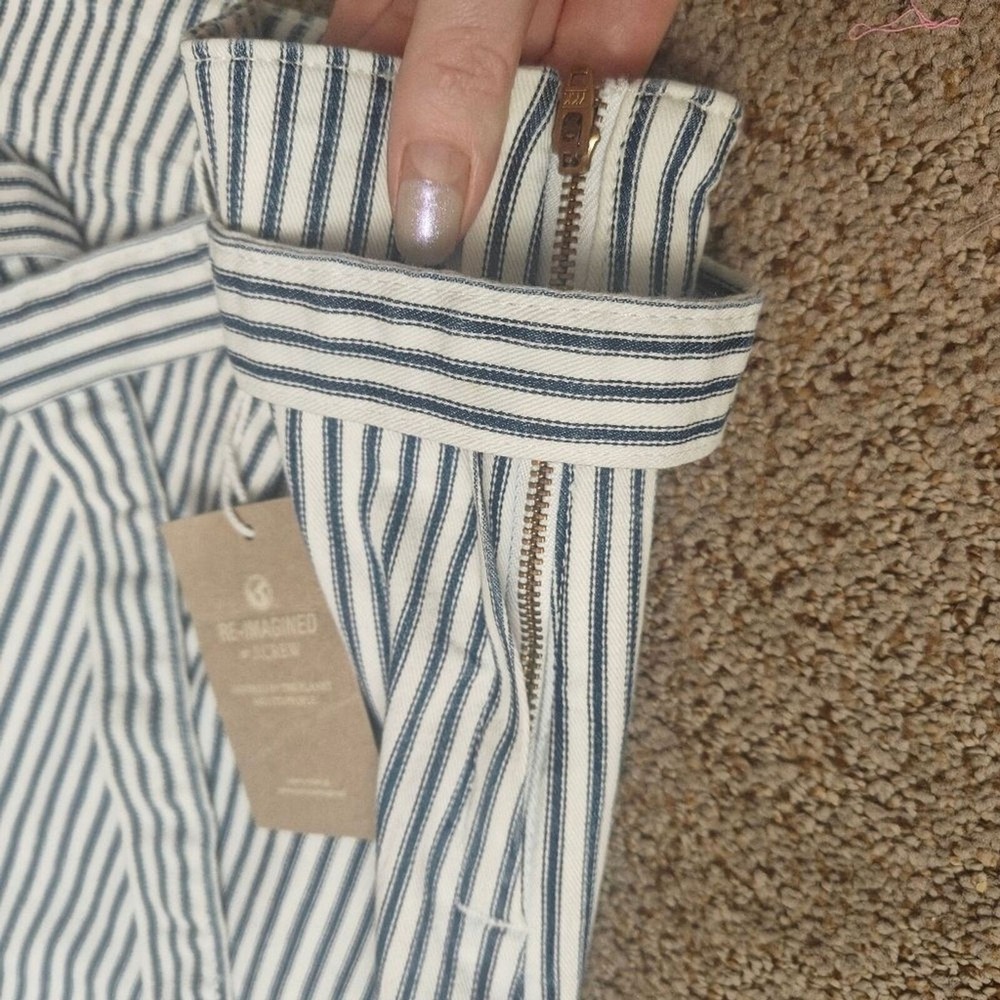 NWT J.Crew Denim Hickory‎ Stripe Tie-Waist Pencil Skirt Blue White Size 25 AO470 - Picture 4 of 11